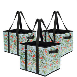 Extra Large Reusable Grocery Bag Premium Quality Shopping Cart Bag Storage Box Heavy Duty Hard Bottom Collapsible Utility tote