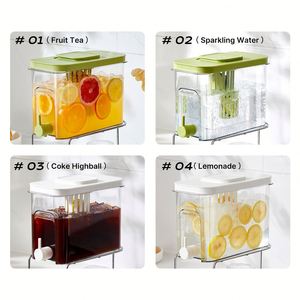4L Cold Kettle <b>Refrigerator</b> Fruit Juice Water Pitcher Beverage Dispenser Filter Drink <b>Container</b> for Home with Metal Rack - Product Image 6