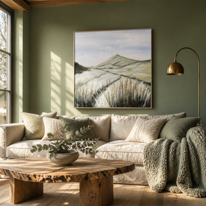 Pintura <span class=keywords><strong>de</strong></span> Paisaje <span class=keywords><strong>de</strong></span> Diseño Original Estilo Retro, Pintura Artística <span class=keywords><strong>de</strong></span> Pared con Diseño Texturizado <span class=keywords><strong>de</strong></span> Montaña y Caña - Product Image 1