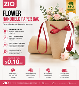 Bolsa de Papel Personalizada para Ramos de Flores con Asa de Listón, Bolsa de Regalo Floral para Floristas - Product Image 1