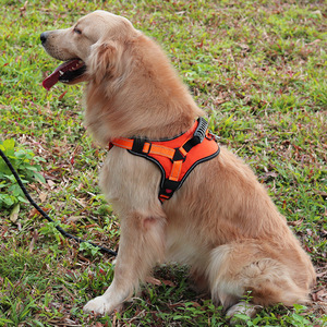 <b>Dog</b> <b>Harness</b> Orange Color Polyester Chest Strap Medium Large <b>Dog</b> <b>Reflective</b> Night Walking Anti Collision - Product Image 2