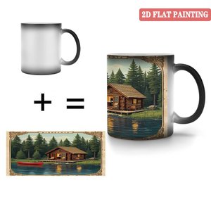 Mug classique fin en céramique noir givré 11oz, tasse à thé thermosensible changeant de couleur - Product Image 4