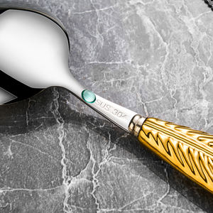 Hongjunda Modern 304 Stainless Steel Western Cutlery Set <b>Mirror</b> Polish Ceramic Handles Steak Knife Fork Spoon-Durable Dishwasher - Product Image 4