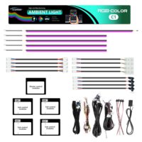 ICarsin C1 RGB Bande de LED à fibre optique pour intérieur de voiture, coupe toute longueur 22 en 1 Kit de contrôle par application.