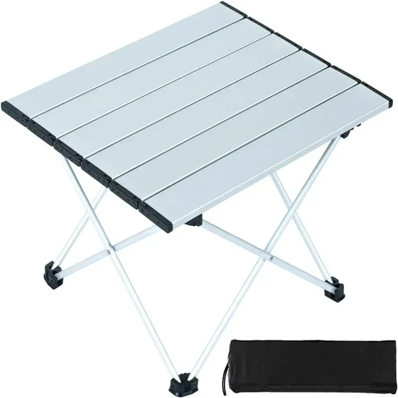 Mesa de aluminio plegable portátil ultraligera para exteriores, mesa plegable de aluminio compacta de tela Oxford para acampar