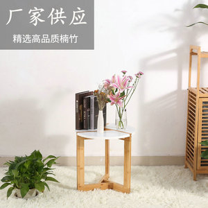 Bamboo Coffee <b>Table</b> With <b>White</b> Top And Wooden Frame For Living Room Or Office Eco Friendly Design - Product Image 1
