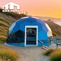 Tente dôme hexagonale en verre de 6m RAXTENT pour salle de glamping de luxe 100% étanche et antirouille