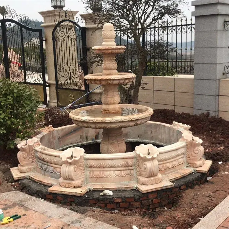 Beautiful garden water fountain 3 tier stone outdoor fountains for decoration