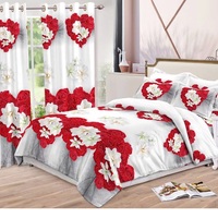 6 pièces Kit fleur ensemble de literie rideau housse de couette avec ensemble de lit ensemble de literie