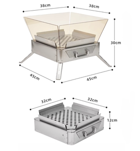 Açık kamp yakacak ocak istasyonu paslanmaz çelik katlanabilir kamp pişirme için kömür BARBEKÜ ızgara ve çay soba - Product Image 6