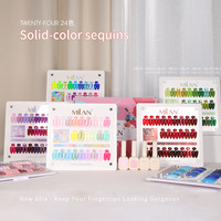 Mini-ensemble de 24 vernis à ongles gel UV, imperméables, effet œil-de-chat, couleur nude, incrustés de diamants, style Morandi Macaron, pour salon
