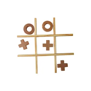 C04091 Family Games Night Classic Board il classico gioco di X's e O's 10 Piece Premium in legno massello Tic-Tac-Toe Board Game