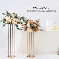 Colonne de décoration de table pour centre de table de mariage, vases dorés, piédestal en fer pour allée, support à fleurs en métal