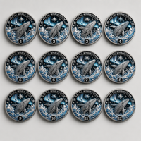 Pièce de monnaie commémorative 3D personnalisée en relief, motif baleine arctique, pièce de défi en argent antique, cadeau souvenir, vente en gros directe usine