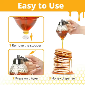 Glass Kettle Storage Pot Stand Holder <strong>Bee</strong> Drip Dispenser Squeeze Bottle Honey Jar Container <strong>Kitchen</strong> <strong>Accessories</strong> Back School - Product Image 3