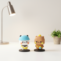 Figurine en PVC de dessin animé mignon Panda One Two, créative et tendance - Petit jouet cadeau pour les amoureux, Noël