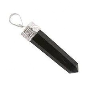 Colgante de cristal de alta calidad, punto de obsidiana negra, lápiz de piedras preciosas curativas, punto Hexagonal de cristal, collar de joyería, mayorista - Product Image 3