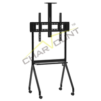 Chariot TV mobile Support de sol roulant Roues verrouillables Chariot à hauteur réglable 55-100 pouces Tableau blanc interactif Présentoir TV