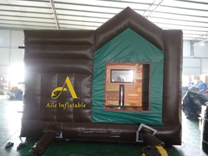 Château gonflable de palmier gonflable combiné de <span class=keywords><strong>cabane</strong></span> de Tiki d'arrière-cour avec la maison gonflable tropicale de rebond de toboggan - Product Image 4