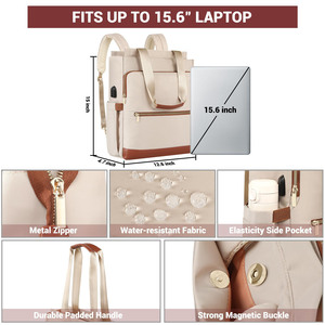 <span class=keywords><strong>Mochila</strong></span> para ordenador portátil convertible de 15,6 pulgadas para <span class=keywords><strong>mujer</strong></span>, <span class=keywords><strong>mochila</strong></span> informal, correas de hombro ocultas, Puerto USB, <span class=keywords><strong>cremallera</strong></span> para Profesor, poliéster - Product Image 2