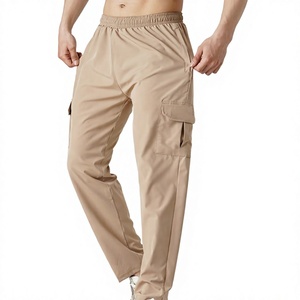 Pantalon cargo pour homme, taille élastique, fermeture à cordon, plusieurs poches, style décontracté, léger, respirant, polyester - Product Image 1