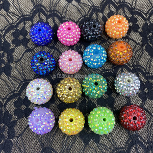 DIY warna Solid 20mm berlian imitasi Chunky Resin Bubblegum akrilik manik Spacer untuk pena perhiasan membuat bulat pemasok manik-manik - Product Image 4