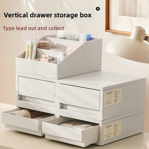 Classic Style <b>Plastic</b> Stackable <b>Storage</b> Box for Office Desk with Compartments for Stationery and Cosmetic - Product Image 2