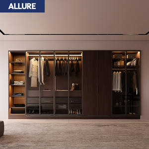 Armoire coulissante Allure, simple, chambre à coucher, mini, luxe, moderne, en bois, entièrement personnalisée, avec des étagères - Product Image 1