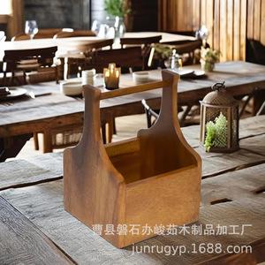กล่องใส่ช้อนส้อมไม้จุนรุ พร้อมที่ใส่หมายเลขโต๊ะ สำหรับร้านอาหาร - Product Image 2