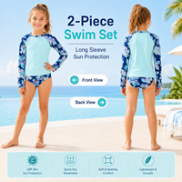 Kanu Surf Ensemble de bain deux pièces pour filles à manches longues UPF 50+ en nylon et élasthanne Charlotte Navy 10