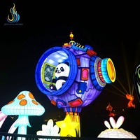 Lanterne de festival personnalisée en fer étanche avec LED, motif dinosaure mécanique Space Panda, pour parcs à thème