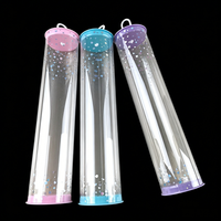 Boîte de rangement cylindrique transparente en PVC imprimé en forme de calebasse pour houppettes, avec crochet personnalisable, impression CMYK/UV