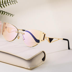 Lunettes de soleil œil de chat sans monture Dg-98314 pour femmes, verres PC, monture en métal, protection UV400, classe 2, pare-soleil, couleur noire - Product Image 5