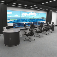 Bureau de console professionnel avec écran, centre de commande simplifié et solution de salle de contrôle