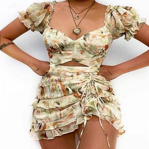 Moda plisado Sexy Casual urbano vestido con volantes <span class=keywords><strong>2022</strong></span> niñas vestidos vestido de niña de las flores - Product Image 6