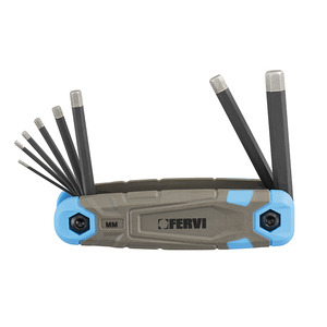 <span class=keywords><strong>Set</strong></span> di <span class=keywords><strong>chiavi</strong></span> esagonali <span class=keywords><strong>Fervi</strong></span> da 1,5 a 10 mm metriche pieghevoli multifunzione - Product Image 1