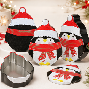 Cute Penguin Christmas Irregular Shaped <b>Tin</b> Can Food Grade Metal Gift <b>Tin</b> for <b>Chocolate</b> Sweets - Product Image 1