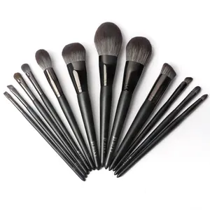 DIAS 12 Pieces Best Affordable Black High Quality Powder Cream Blush Organizer Wholesale Private Label Makeup Brushes