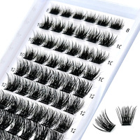 Extensions de cils à bande complète en soie prédécoupée de 16mm sans cruauté Kit de colle à grappe faite à la main