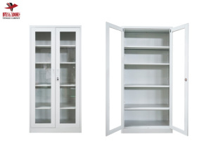 Modern <strong>Office</strong> Glass-Frame Metal Filing <strong>Cabinet</strong> with Glass Doors for School Supermarket Basement Dining Use - Product Image 2
