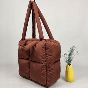 High Quality Puff Shoulder Women Casual Space Bale Down Feather Padded Space Cotton Tote Bag Puff Tote Bag - Product Image 3