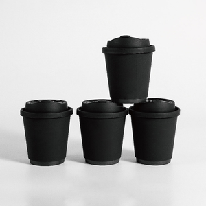 Gobelet en carton noir pour café chaud avec couvercle PS, personnalisable avec logo, 4oz, 8oz, 12oz, 16oz – Direct Usine - Product Image 3