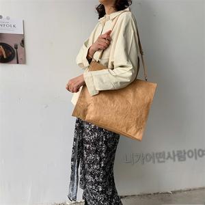 Bolso de Mano Jianghu Casual para Mujer, Impermeable, de un Solo Hombro, con Cierre de Cremallera, Forro de Poliéster Oxford, Papel Kraft - Product Image 6