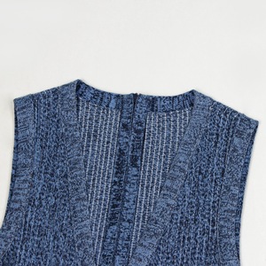 <span class=keywords><strong>Abito</strong></span> Mini in Maglia <span class=keywords><strong>Blu</strong></span> Elegante di Alta Qualità, Senza Maniche, <span class=keywords><strong>Doppiopetto</strong></span>, con Scollo a V Profondo, Modellante, Linea ad A, per Donna - Product Image 3