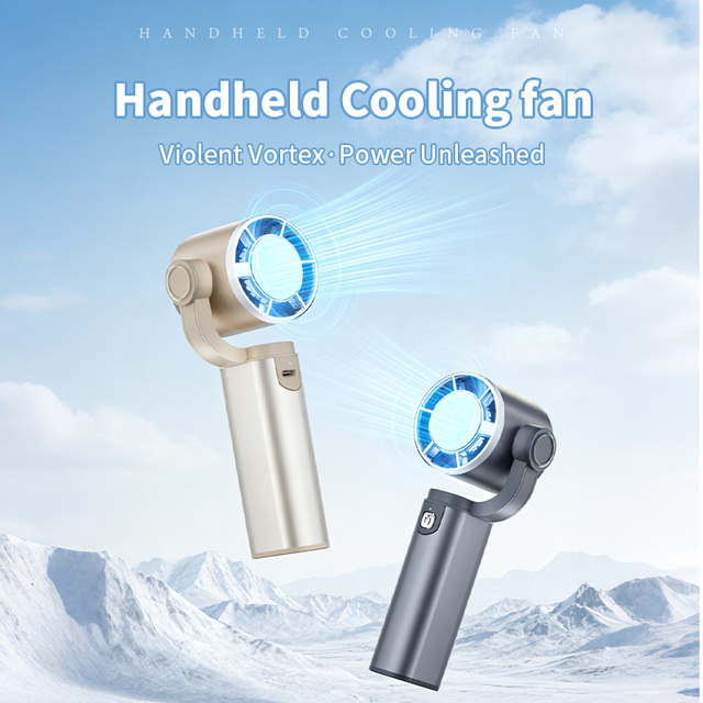 Fashion 180° Up-down Adjustment Portable Handheld Fan 5-Speed Rechargeable Personal Mini Fan with Ice Cooling for Travel Outdoor
