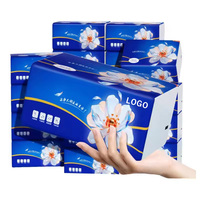 Fournisseur chinois de mouchoirs en papier doux bleu professionnel, 4 plis, pâte de bois, mouchoirs en papier pour le visage, marque HYD, usage domestique, usage quotidien