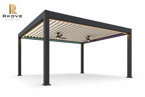 Pérgola Bioclimática Motorizada de Aluminio RKOVE con LED y Ventiladores de Techo, Impermeable para Todas las Estaciones, Pabellón Exterior para Villa 5*5 6*6m - Product Image 2