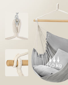 SONGMICS Garden Hanging <strong>Hammock</strong> Handmade Swing Outdoor&amp; Indoor Hanging <strong>Hammock</strong> Swing Chair - Product Image 4