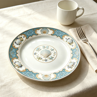 Ensemble de tasses à café et soucoupes en porcelaine fine vintage de luxe, décorées de bleu, pour la maison
