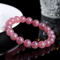 Bracelet en perles rondes de tungstène naturel de Madagascar en gros - Perles de quartz rose crémeux pour femme, classique, à porter au quotidien